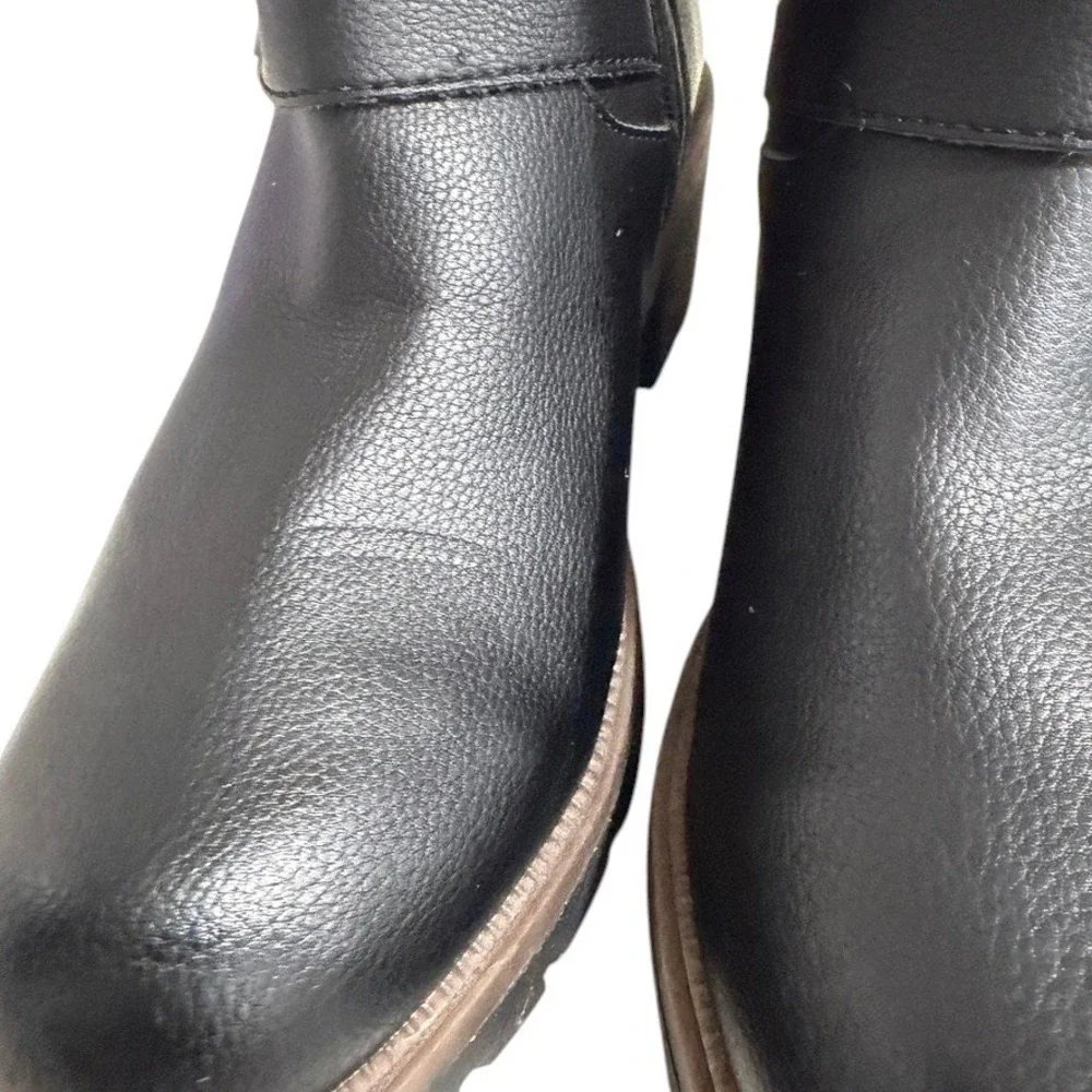 BOC Moto Buckle Ankle Boots Black Lug Sole‎ Block Heel Biker Edgy Casual 10